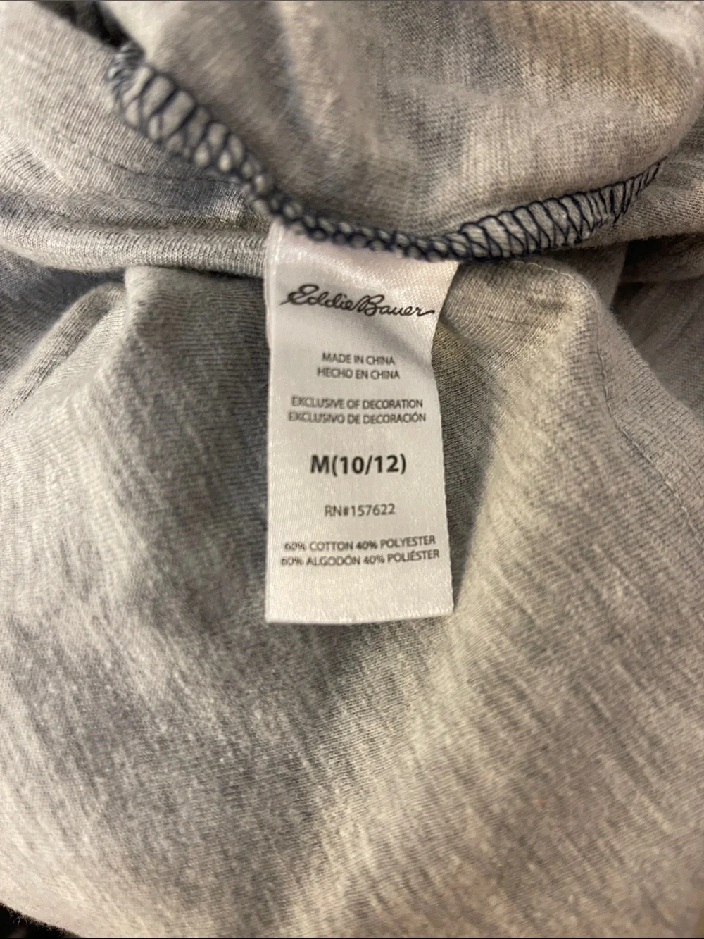 Eddie Bauer Navy & Heather Gray Colorblock Tee with Orange Pocket Size M (10/12)